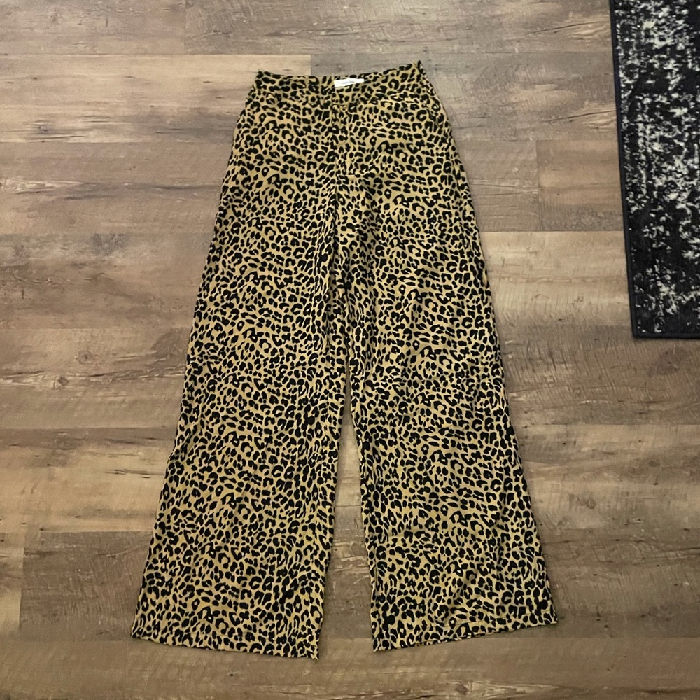 Leopard size small wide leg pants
